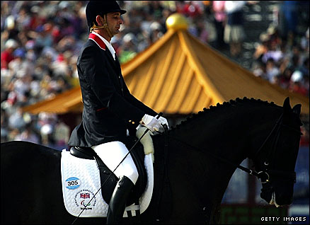 GB's Simon Laurens competing in the dressage