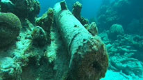 A cannon found at the wreck site of the HMS Southampton