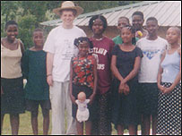 Jonathan with the Ugandan orphans