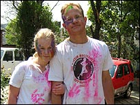 Keith and daughter during Holi