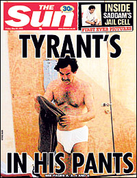 Hình ông Saddam trên tờ The Sun