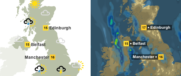 weather maps side by side