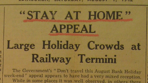 Newspaper report urging people to stay at home for their holidays