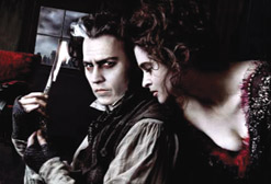 Johnny Depp and Helena Bonham Carter in Tim Burton's Sweeney Todd.