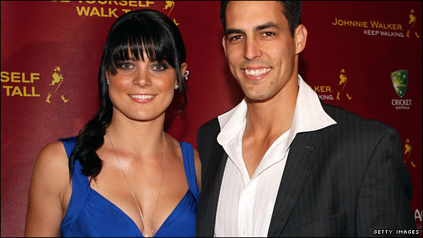 Australia seamer Mitchell Johnson and his girlfriend Jessica Bratich