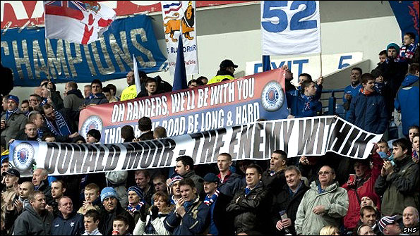 Rangers fans protest about the running of their club