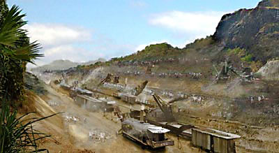 Reconstruction of the digging of the Culebra Cut, later known as the Gaillard Cut