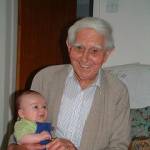 Sydney Le Noury (29/05/2004) just short of his 93rd birthday with his Great Grandson Isaac Stephen Langlois. His great appreciation for life still strong and remarkably, still driving.