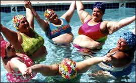 Big women in swimming pool 