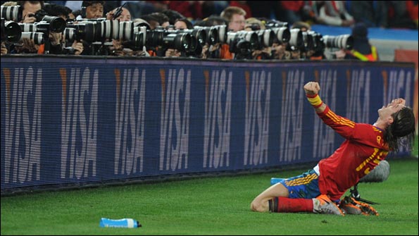 Sergio Ramos celebrates Spain's victory