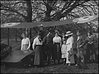 Bickerton and family with a Sopwith Pup plane