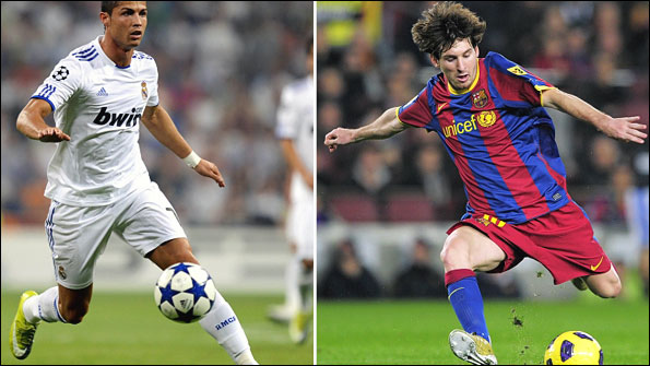 Real Madrid's Cristiano Ronaldo and Barcelona's Lionel Messi