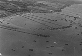 Aerial view of the Mulberry Harbour at Arromanches