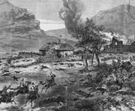 An 1882 'Illustrated London News' drawing of the aftermath of the battle for Rorke's Drift