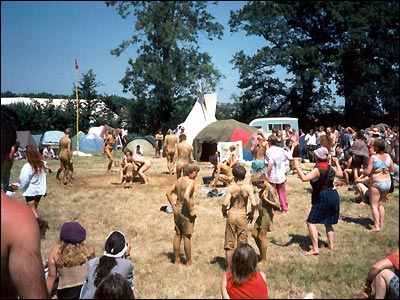 Mud wrestling at Glasto 1993