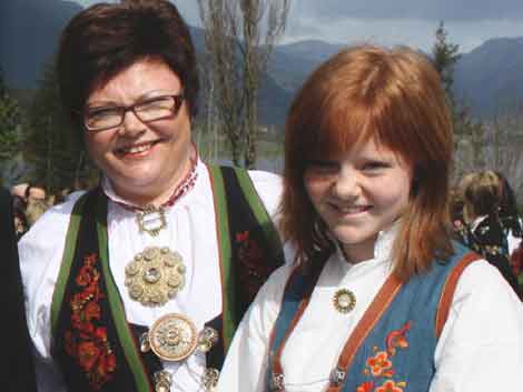Traditional national costumes(bunad) from the Telemark region of Norway
