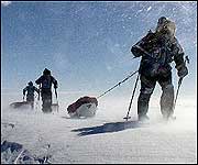 Hauling sledges across the ice