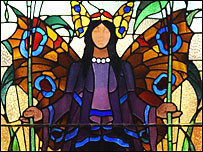 Angel of Purity stained glass at Victoria Baths