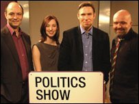 The now discredited Politics Show set with a programme team bearing an uncanny resemblance to The Munsters