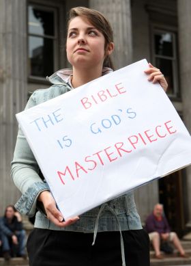 Bible protester
