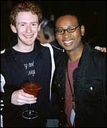 Picture: Chris Rankin and Newsround's Lizo at COS party