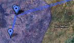 Clip for a map of Mike's route through Sudan