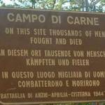 Campo di Carne. Memorial sign at the battlefield, Anzio.