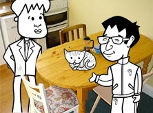 Tim, Khalid and Kitty in the kitchen