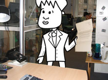 Tim in his boss's office