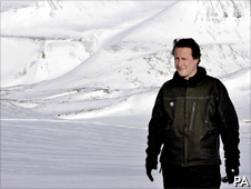 David Cameron on top of the Scott-Turner glacier on the island of Svalbard, Norway - 20 April 2006