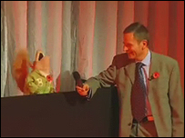 Basil Brush talks to Peter Levy