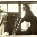 Joyce working in the signal box in Middleton-in-Teesdale sixty years ago