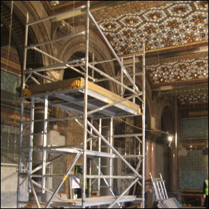 work on the mosaic ceiling