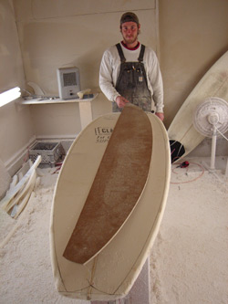 Pic: Markus, doing it for himself. Most surfers eventually have a go at making their own boards. This man clearly has gathered all the shaping gear. 06