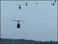 Military helicopters on exercise