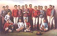 Illistrated poster showing leading English football players, 1881