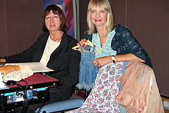 Image: Jan de Villeneueve (right) is a model and actress and Julie Hodgess (left) is the designer responsible for the first BIBA store. Both were friends of Barbara Hulaniki. Jan is wearing an original BIBA chiffon overcoat and holding a tiny pair of BIBA baby jeans, which her daughter wore.