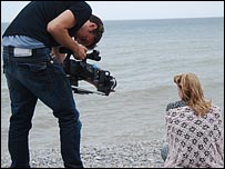 Pete Harmer shoots the filming of Picture The Past, by Earlham High School, Norwich.