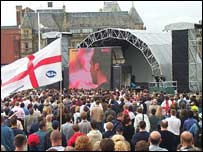 Watching football on the big screen