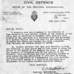 This letter of commendation was given to MrSimnett in in relation to the a previous story entitled Sheffield Blitz Musgrave Cres.