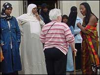 Helen Cockle greeting visitors