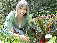 Helen Pitel in her garden in Cainscross, Stroud