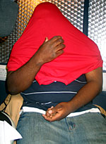 Ace trying to get out of tight t-shirt