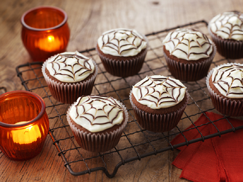 Chocolate cobweb cupcakes