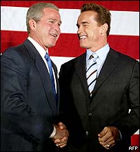 صدر بش اور آرنلڈ شوارزنیگر کی ملاقات