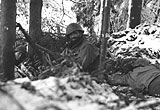 US infantry in snow-laden woods