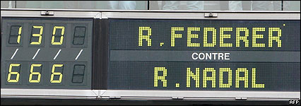 El marcador. Desde 1999 Roger Federer no perdía un set 0-6