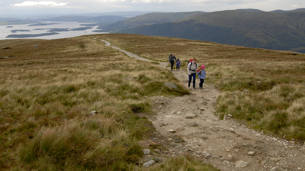 Family halfway up Ben Lomond