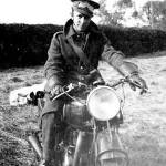 Geoff, the Despatch Rider, on his favourite machine, a Velocette.