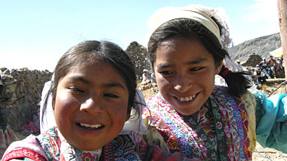 Girls in traditional Quechuan costumes